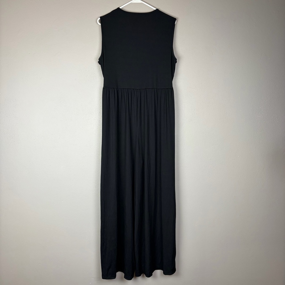 Sonoma Black Ribbed Wide Leg Jumpsuit Romper V Neck Sleeveless Sz XXL EUC Comfy - Picture 6 of 10